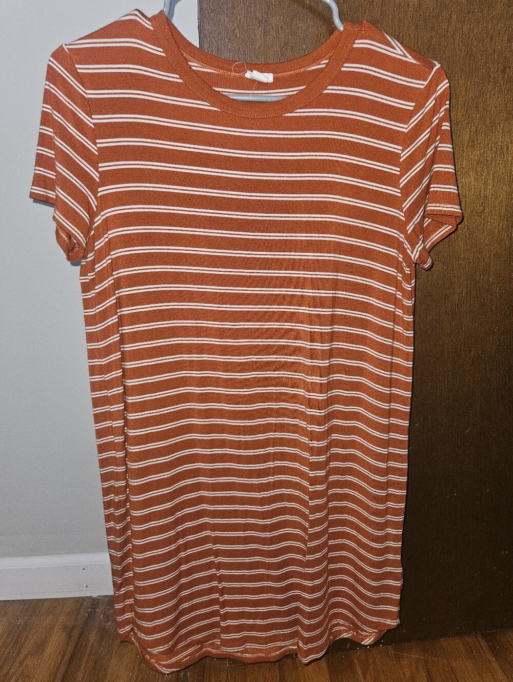 Garage Rust Orange & White Striped T-Shirt Dress Size P/S